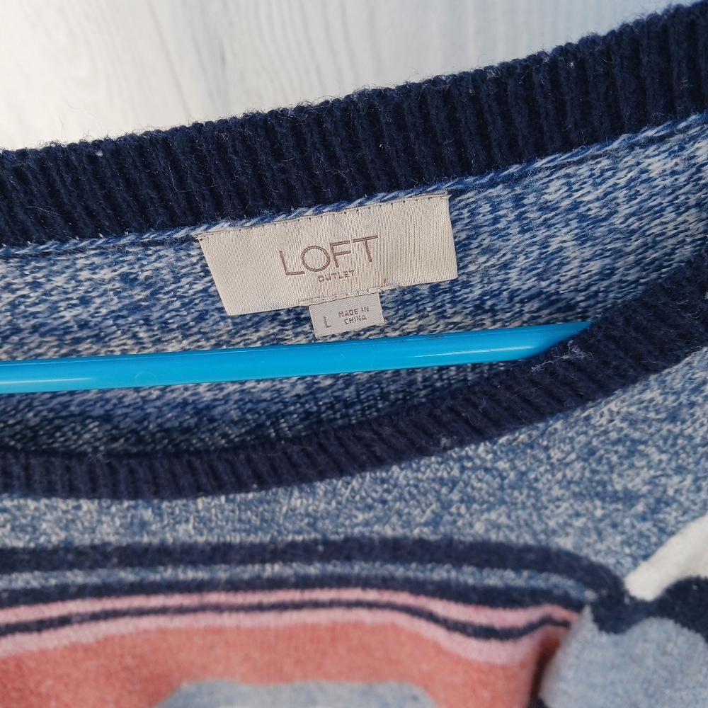 Loft lar wool striped crewneck sweater